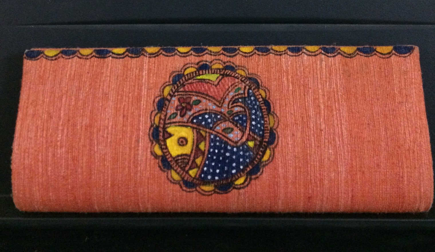 Raw cotton clutch # madhubani painted